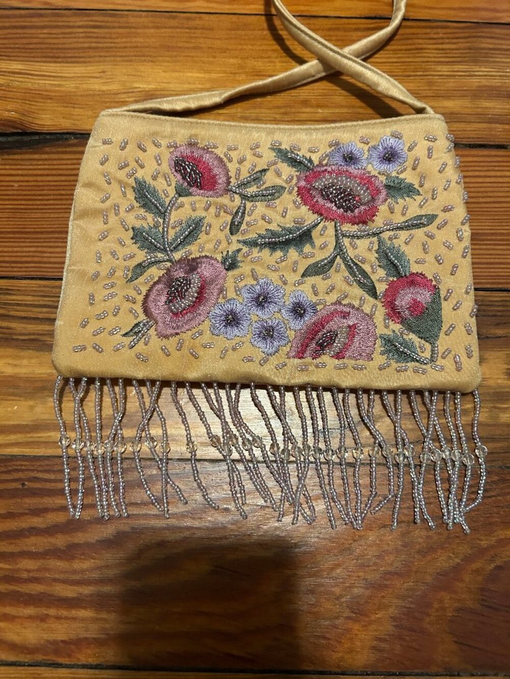 Frankie and Johnnie Vintage early 2000s beaded purse gold Floral yellow NWT